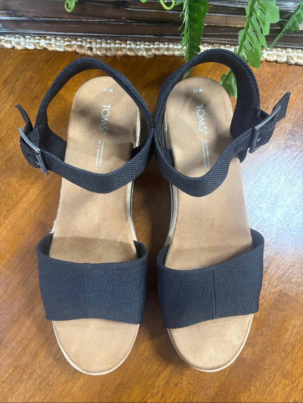 TOMS Black Women's Ankle-Strap Platform Sandals